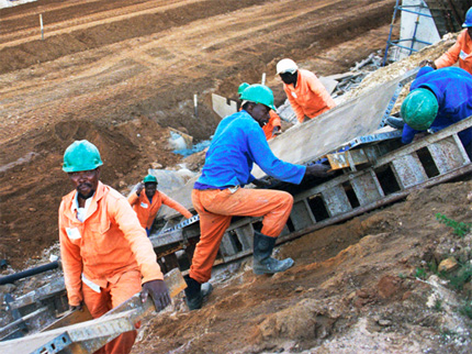 Migrant workers on duty