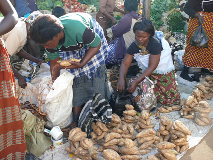 Informal Cross Border Traders selling their products at the market  in Victoria Falls
