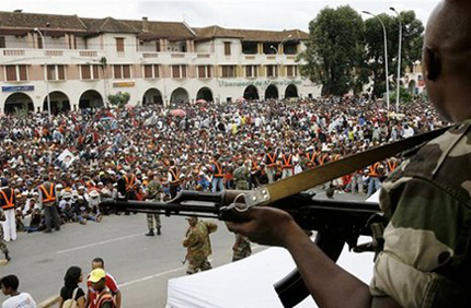 Hundreds of protestors at Antananarivo where many people lost their relatives